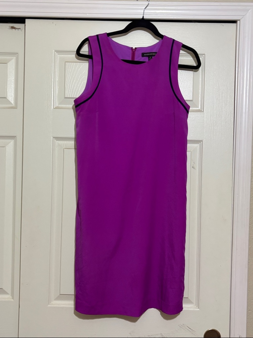 Banana Republic Magenta Sleeveless Sheath Dress with Black Trim